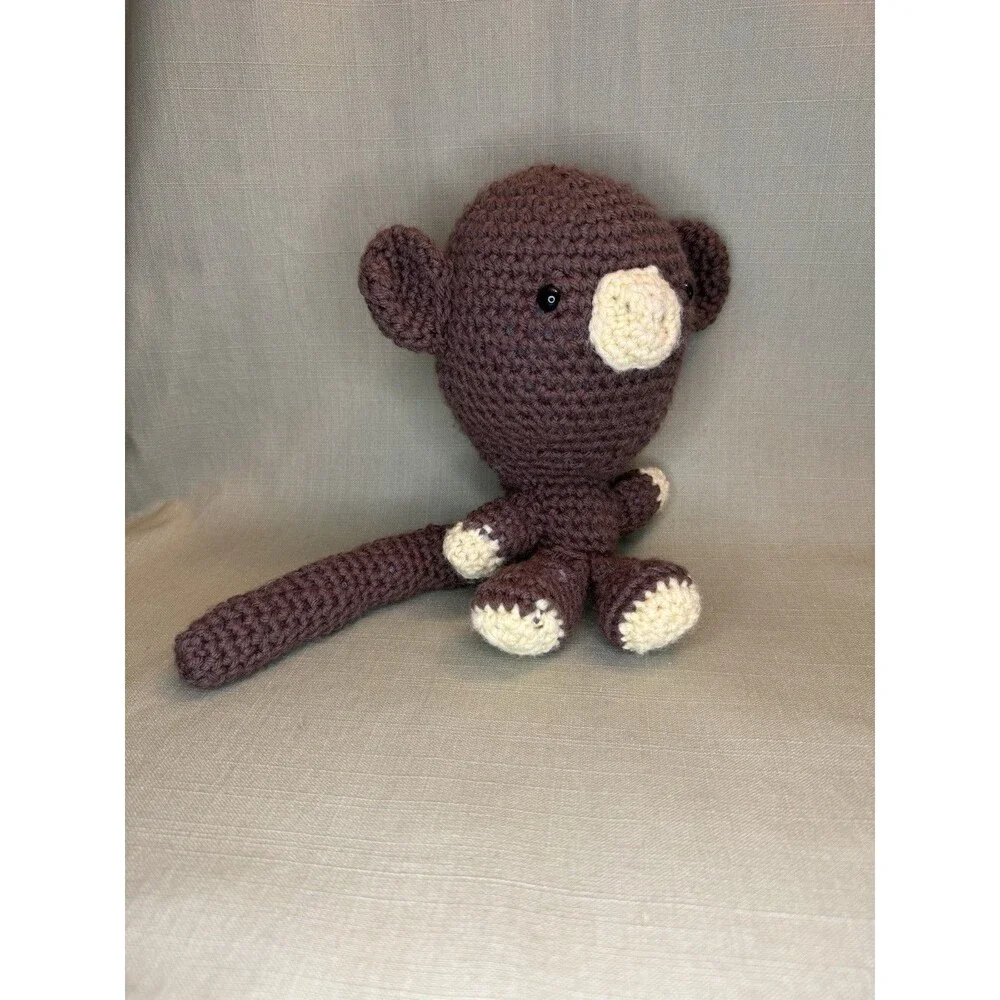 Handmade Crocheted Monkey Stuffed Animal Brown And White